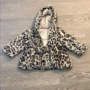 Toddlers Faux Fur Leopard Hooded Jacket